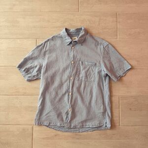 H&M Shirt Blue Linen Cotton Button Down Collar Short Sleeve Men's Small